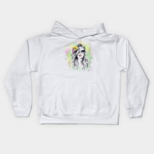 drawing, girl Kids Hoodie